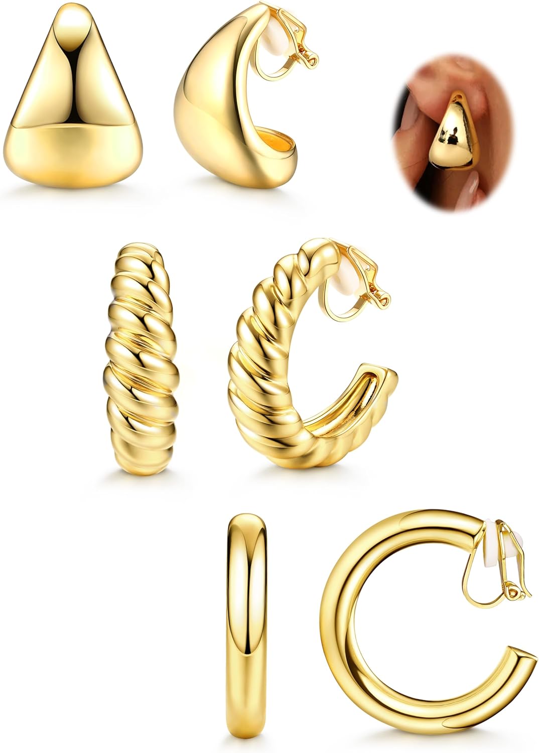 

Bobisty 3 Pairs Hypoallergenic Non Pierced Earrings Clip for Women for Sensitive Ears Earings Set Wedding Party Jewelry Gift