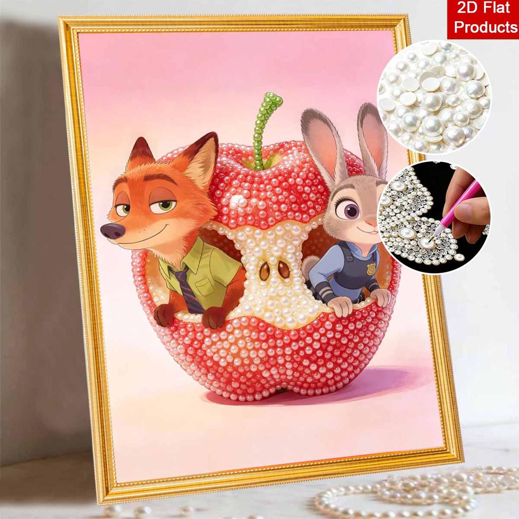 Disney Pearl Art Painting Zootopia Apple Cottage Handmade diy5D Pearl Gem Painting Pictures Crafts Special Shape Home Wall Decoration