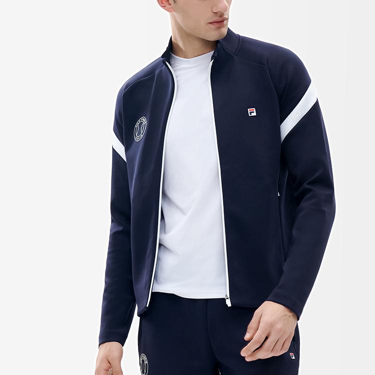 Fila Athletics Tennis Logo Sports Knitted Stand Collar Jacket Men Jackets Royal-Blue A11M213504F-NV