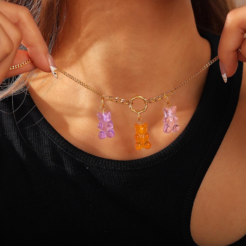 Colorful Creative Resin Diy Bear Pendant Does Not Fade, Personalized Versatile Dopamine Pendant Accessories