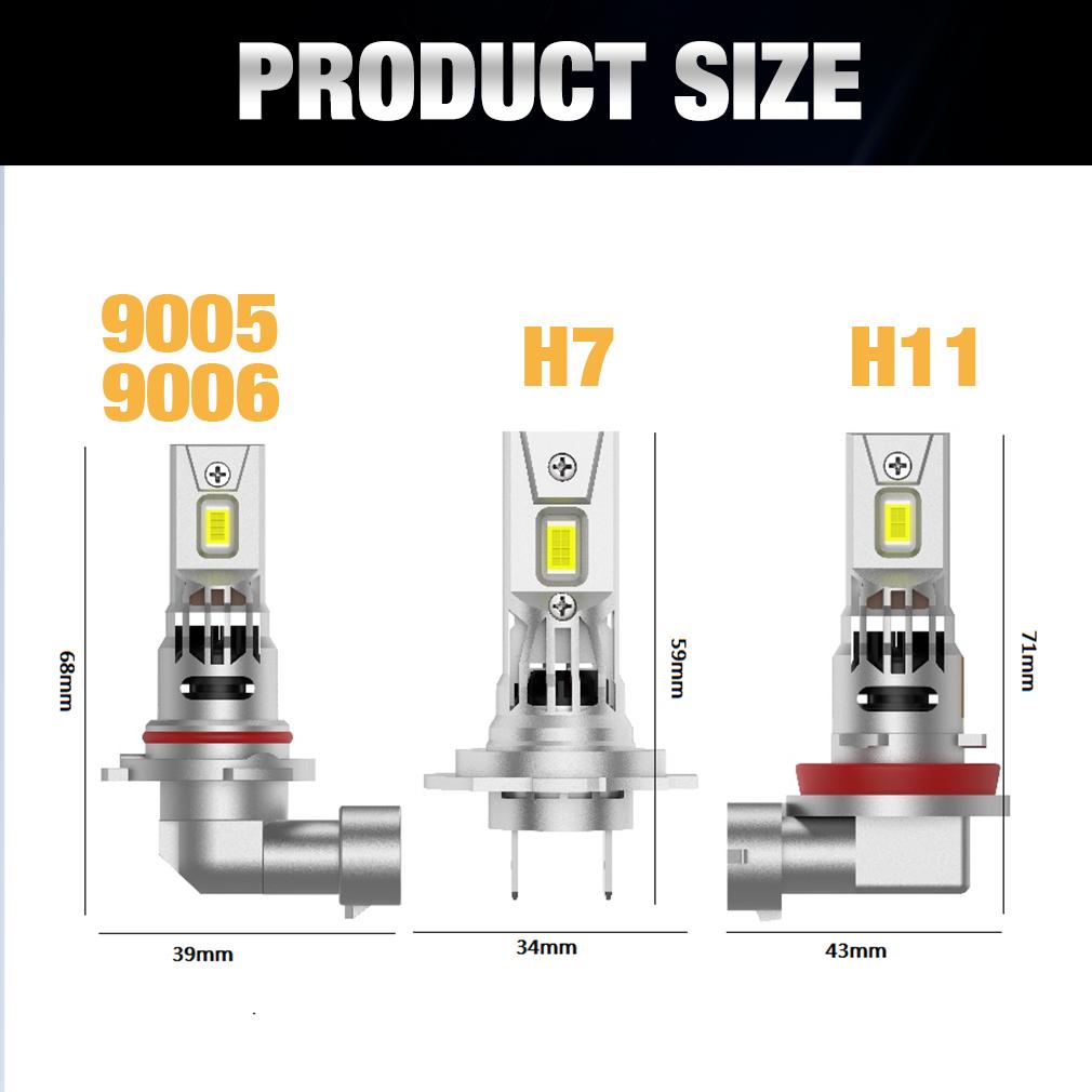 2st 30000LM H7 H8 H11 LED Strålkastarlampor Canbus 9005 HB3 9006 HB4 Led 1:1 Mini Trådlös Lampa 16Core CSP Bilstrålkastare Dimljus Turbo Fläkt 6000K 12V