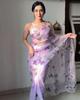 Trendende indisk ferdigsydd organza-sari