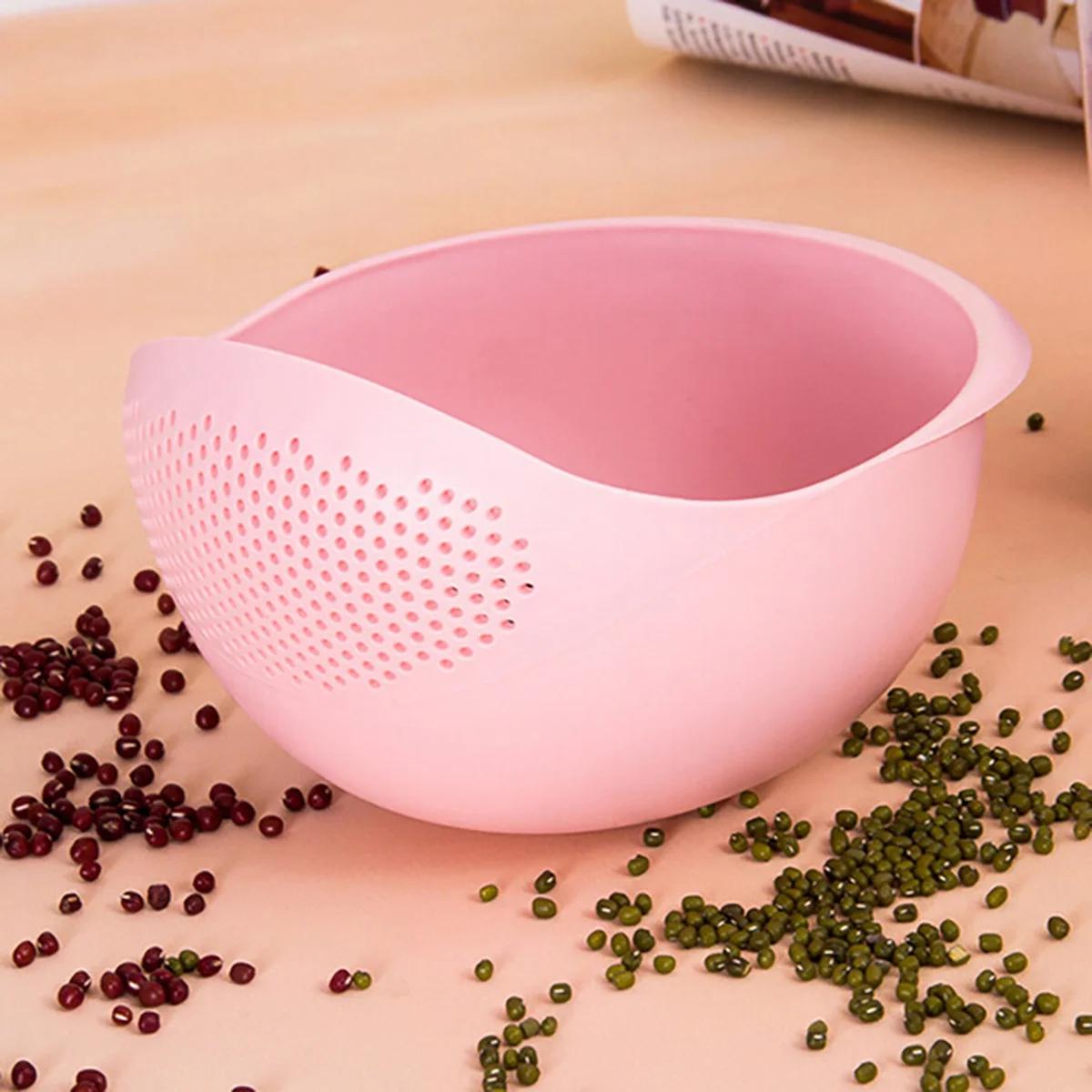 

1pc-Rice Drain Basket Rice Filter Fruit and Vegetable Drain Sieve Kitchen Supplies Small Tools Multi-Purpose розовый