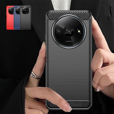 Pro Redmi A3 Pouzdro Kryt Xiaomi Redmi A3 A 3 Vrstvy Zadní strana z uhlíkových vláken Nárazuvzdorný Pancéřovaný Nárazník na telefon TPU Měkký Kryt Redmi A3 Fundas