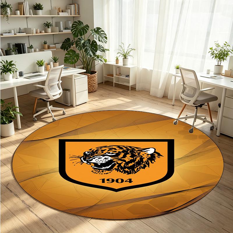 Hull FC Printed Round Crystal Velvet Rug Soft Non Slip Floor Carpet For Bedroom Holiday Gift