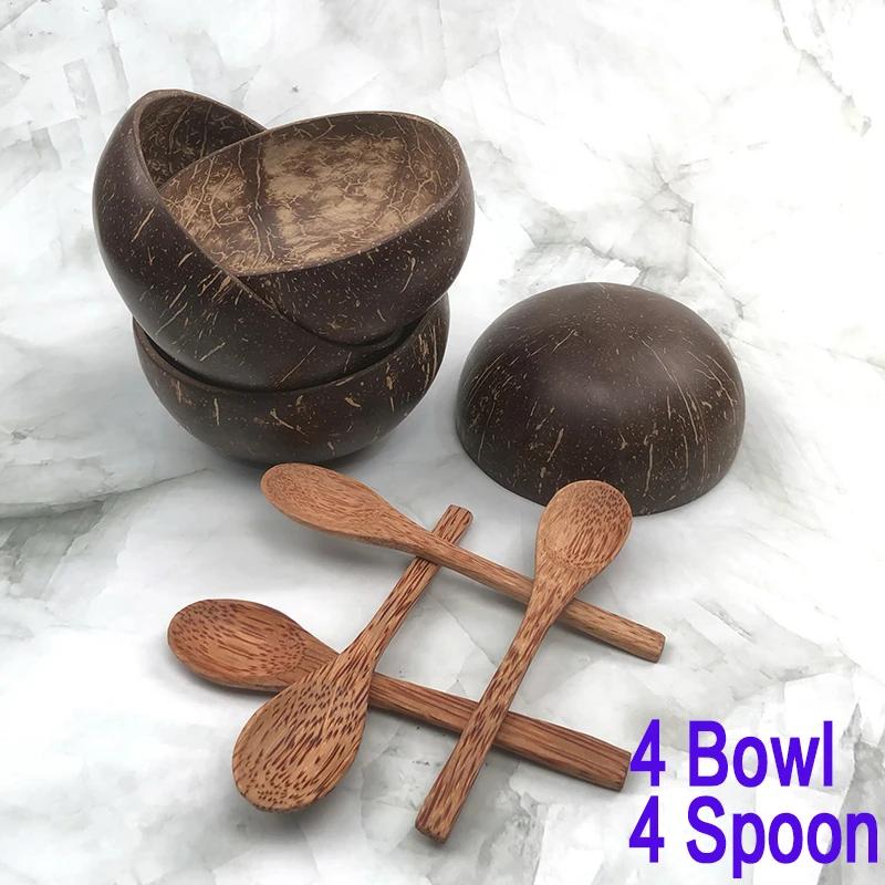 Pure natural coconut wooden bowl spoon kitchenware exquisite craftsmanship rice dessert bowl salad noodle bowl mousse pasta