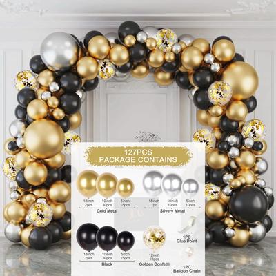 Schwarz-Gold-Ballon-Girlande, Bogen-Set, Konfetti-Latex-Ballon, „Happy 30“, 40, 50 Jahre alt, Geburtstagsparty-Dekoration, 30. Jahrestag