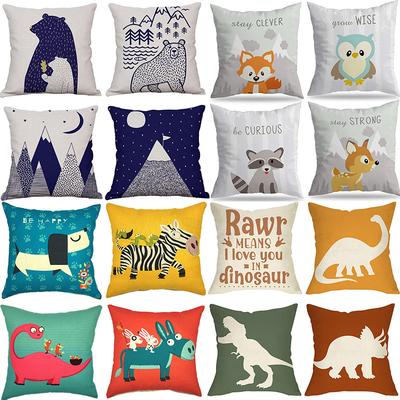 Nordic Cartoon Animal Pillowcase Cute Printed Linen Pillow Home Decoration Sofa Car