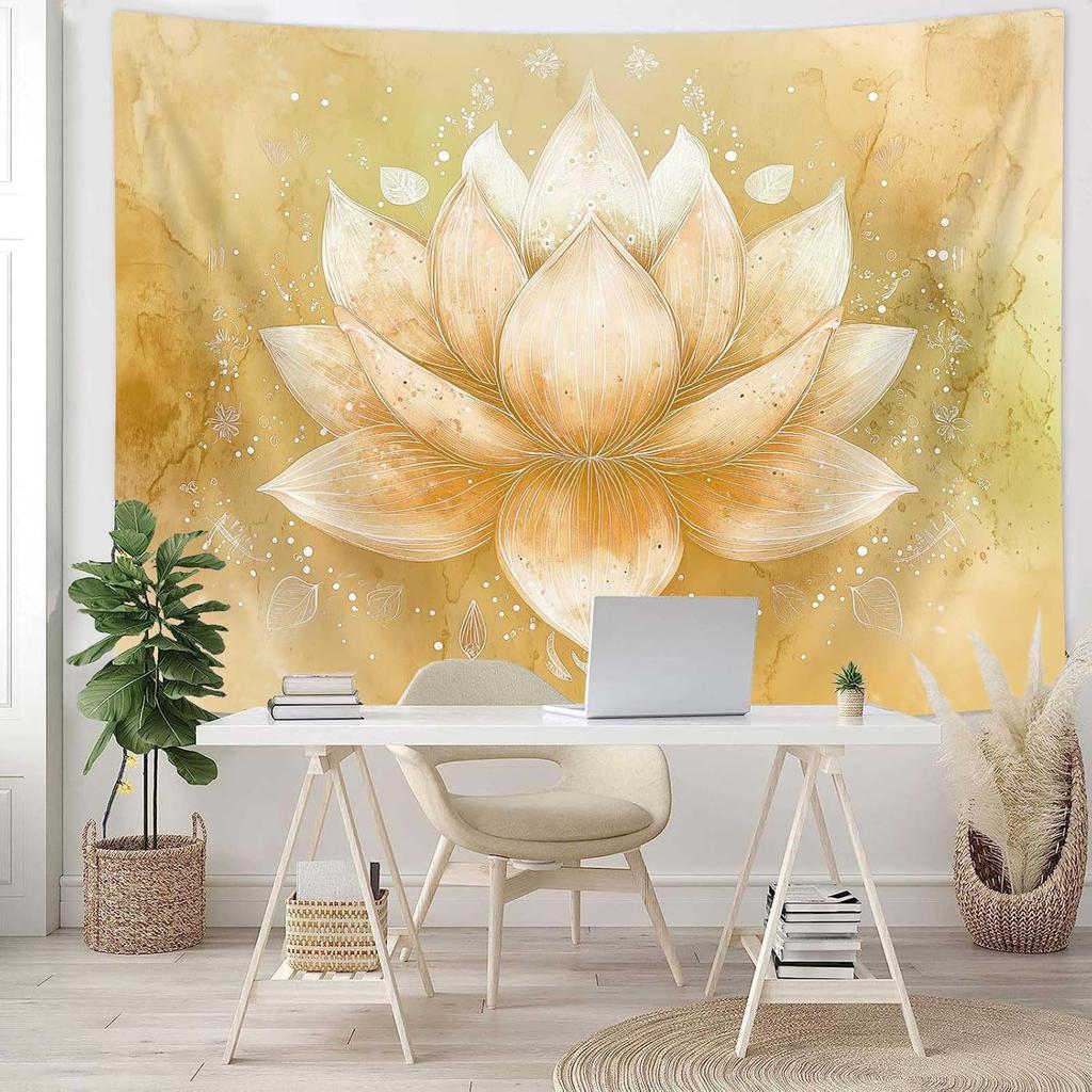 Meditation Yoga Floral Tapestry Lotus Flower Meditation Plant Petal Print Wall Hanging Blanket for Bedroom Hippie Lotus