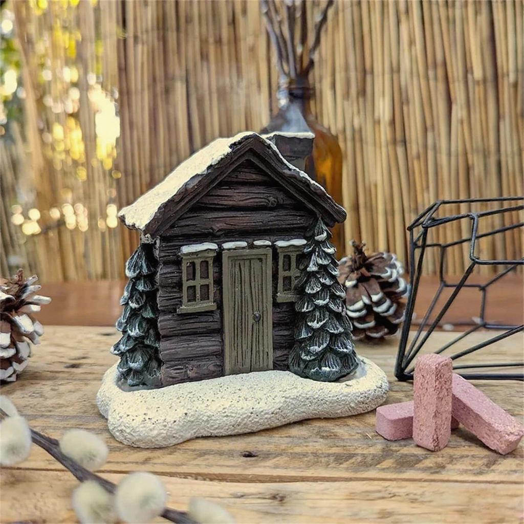 Christmas Cabin Incense Holder Burner Christmas Village Snow House Incense Burner Decor for Home Kitchen Office Decor