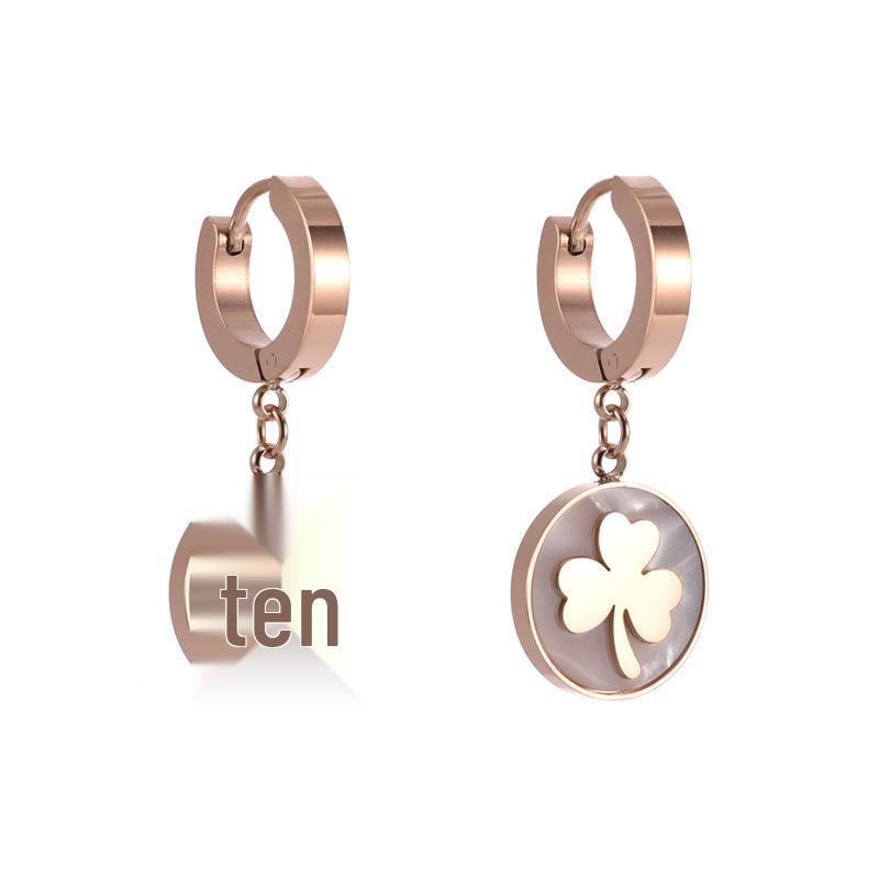 White Mother-of-Pearl Heart Clover Earrings – Trendy Cold Style Jewelry for Women