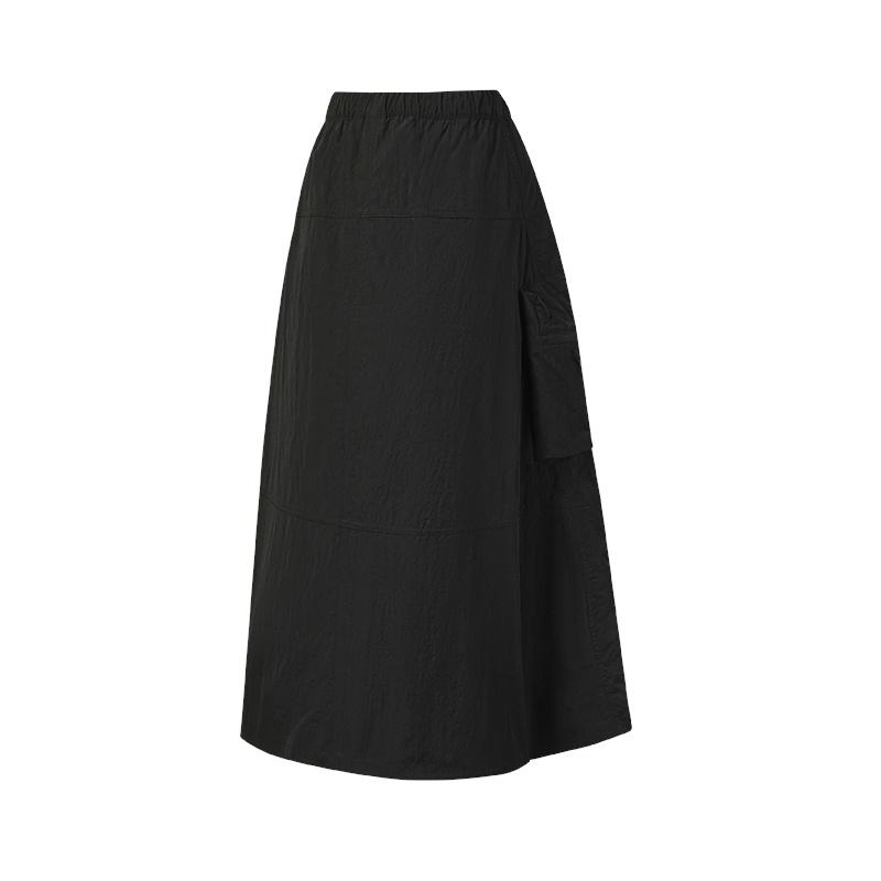 Fila Explore Fashion Trend Minimalist Classic Retro Workwear Versatile Comfortable Woven Loose Casual Long Skirt Women Skirts Deep-Black A11W627303FBK