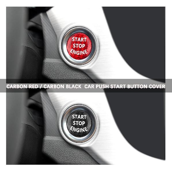 Carbon Fiber Push Start Button, 25-26mm Universal Engine Start Button Cover, Car Interior Decoration for Most Cars SUVs (Carbon Black)
