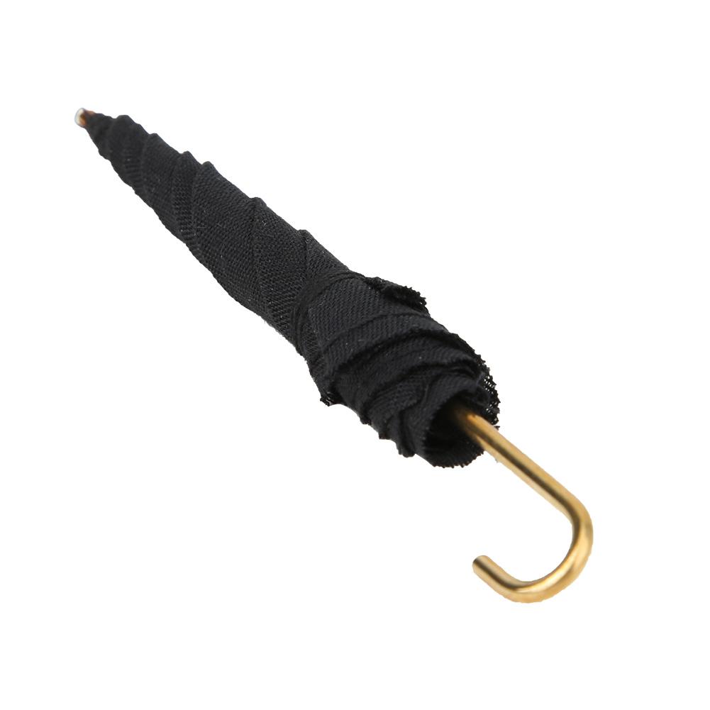 2 Pcs Miniature Umbrella Black Cloth DIY Doll House Decorative Accessory 1:12