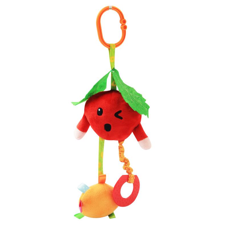 Cartoon Stroller & Crib Hanging Plush Pull Bell for Early Education
