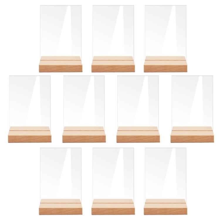 10pcs Acrylic Table Sign Holder with Wooden Base Number Place Card Holder Stand