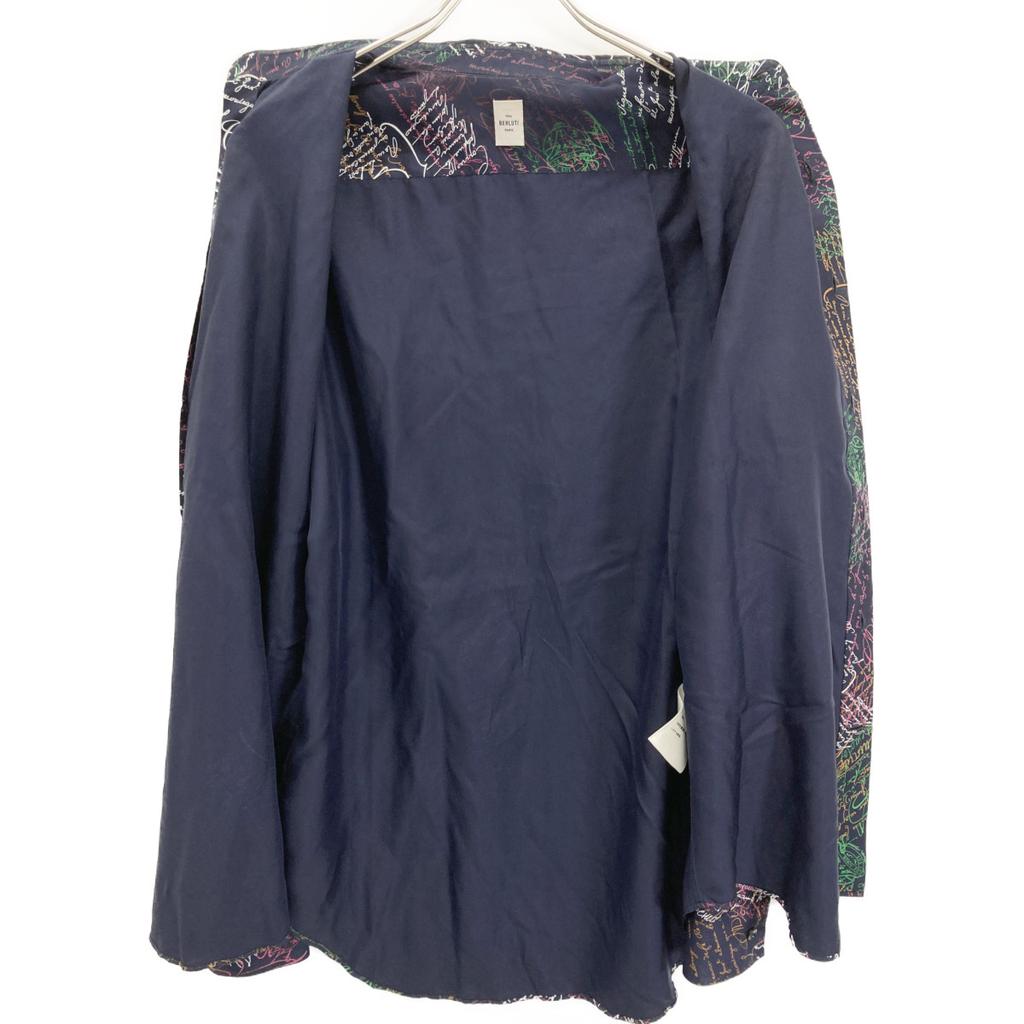 berluti Multicolor Calligraphy Silk Long Sleeve Shirt tops 39 multicolorUsed