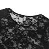 Women's Sexy Tops Lace Mesh See Through Long Sleeves Crop Tops Short Blouse T-shirt Clubwear Streetwear