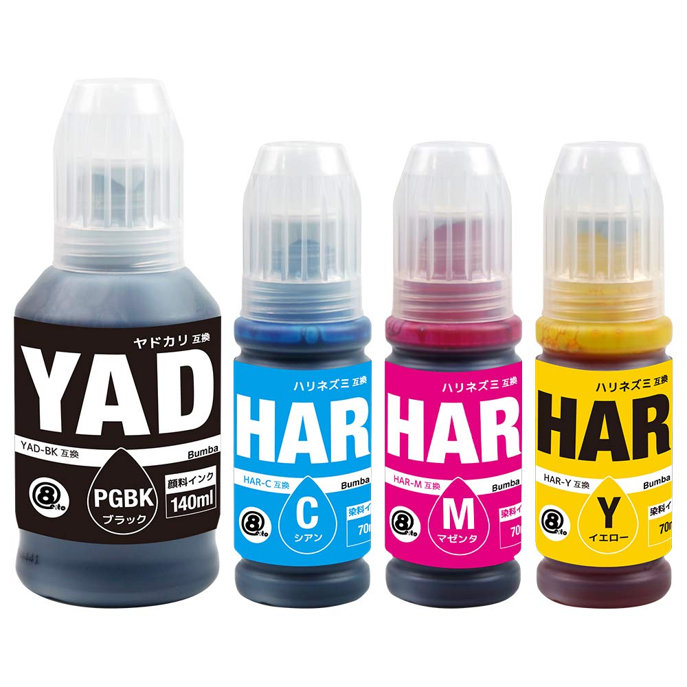 

YAD PGBK HAR 4 кольори, сумісна пляшка з чорнилом Bumba для продукту EPSON року YAD HAR (пігмент) + (C/M/Y) (рак-відлюдник/їжак) [1 гарантія] EW-M571T