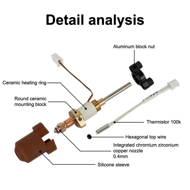 For Creality K1C K1 Max End Ceramic Heating Block Kit Heat Break Resistance End 3D Printer Parts Quick-Swap Nozzle Kit