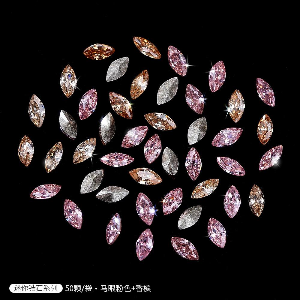Mini Pointed Bottom Zircon Nail Art Small Zircon K9 Micro Zirconium Horse Eye Drill Pointed Bottom Mixed Water Drop Drill Nail Diamond Jewelry
