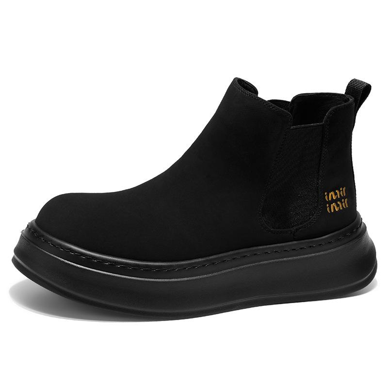 22 Spring and Autumn British Vintage Chelsea Boots Casual High Top Leather Shoes Outdoor Martin Boots