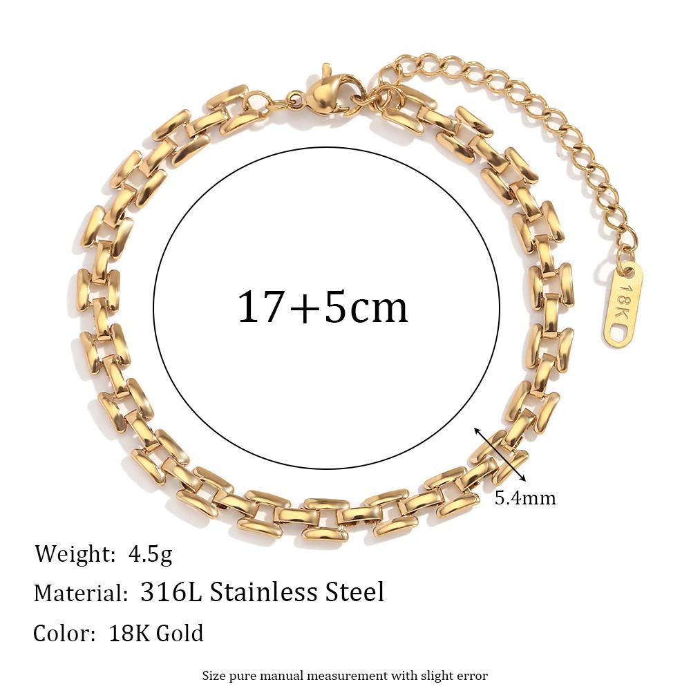 

Mamacitaslay 316L Stainless Steel Rectangle Link Chain Bracelet Waterproof Bracelets For Women Men Party Statement Jewelry Gifts 17cm золотий