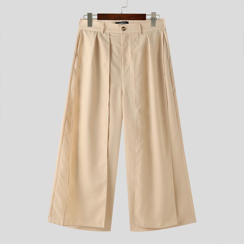 

INCERUN мужские многослойные брюки на молнии с высокой талией, широкие брюки S хаки