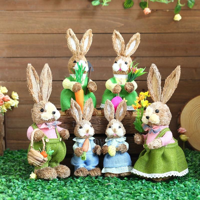 Artificial Straw Easters Rabbit Holiday Wedding Indoor Outdoor Festival Supplies Decorations Rabbit Doll Animal Model