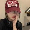 American Retro Baseball Cap for Women  Deep Top  Big Head  Letter  Versatile  Baseball Cap  Red Wide Brim  Face Flattering Small Cap