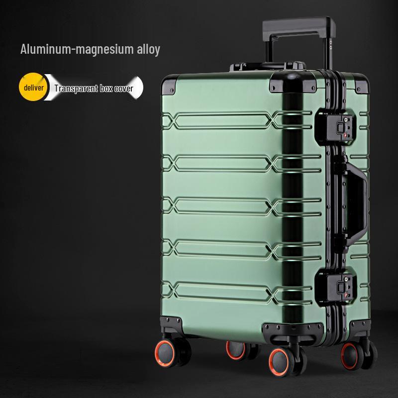 24-inch Aluminum Magnesium Alloy Trolley Luggage with Men's & Women's Combination Lock - Scratch & Wear-resistant Carry-on
