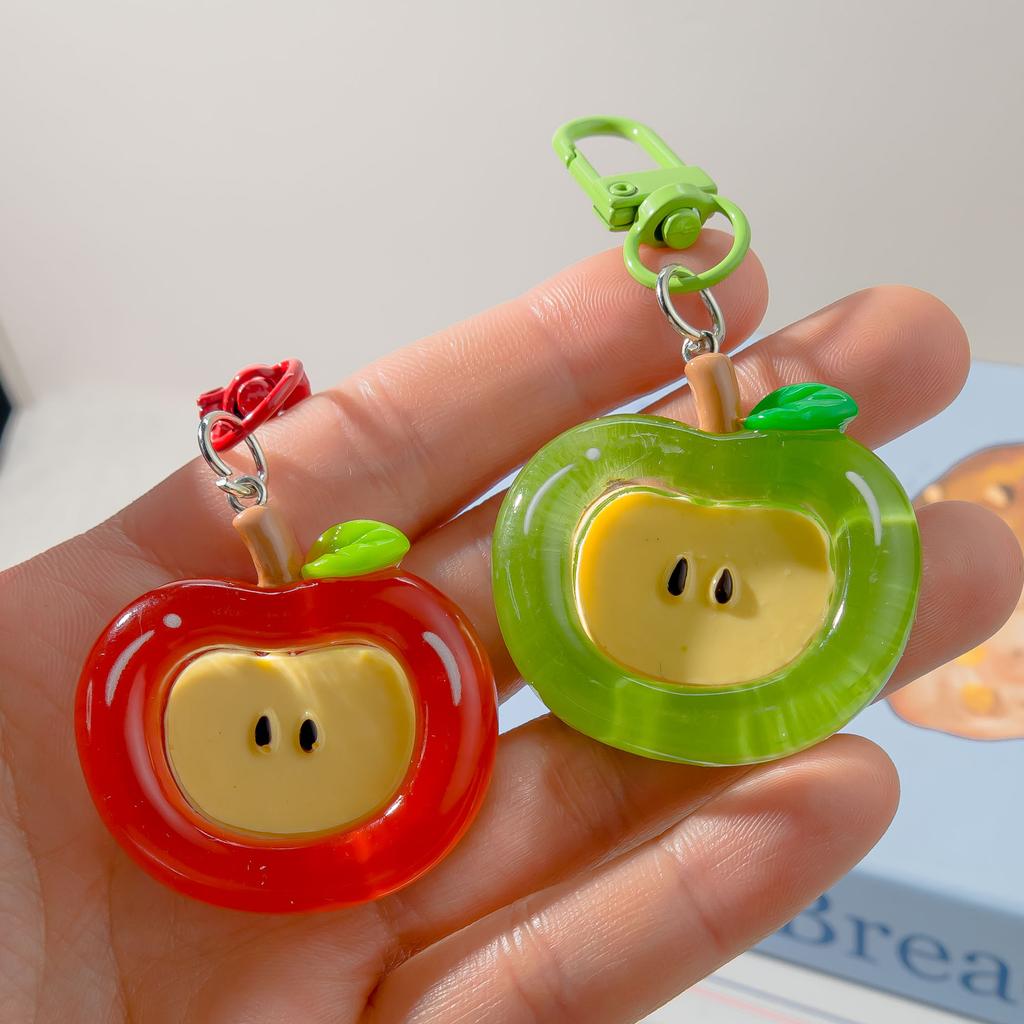 Fashion Cartoon Apple Red Green Cute Keychain for Women Lovely Apple Shape Bag Decorative Pendant Phone Key Chains Girls Gifts