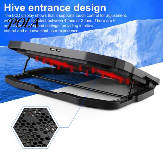 Cooling Pad Laptop with USB Ports 6 Wind Speeds Metal Mesh Fast Heat Dissipation Universal Adjustable Height Notebook Stand Central Fan Cooler