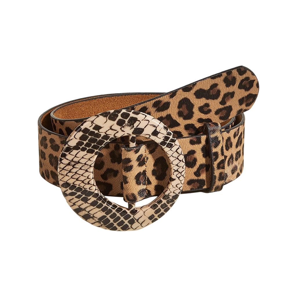 Women's Fashion Leopard Print Belt PU Leather Waistband for Jeans Casual Trousers and Dresses Adjustable Waist Sash