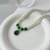 Imitation Pearl Necklace Bracelet Set Pearl Belt Pendant Necklace Three-piece Set for Mom Gift Pearl Set Gift