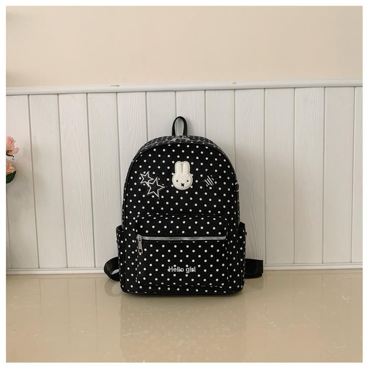 Schoolbag New Cute Miffy Rabbit Polka Dot Simple Backpack Large Capacity Going Out Lightweight Backpack Student Class School Bag Female