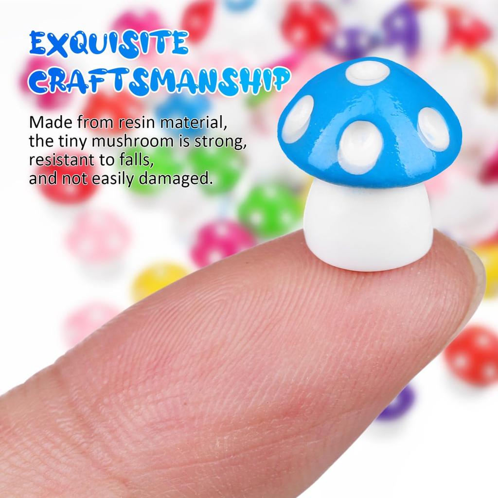TOYANDONA 80 Pieces 8 Colors Mini Resin Mushrooms - Miniature Mushrooms, Cute Resin Terrarium Figurines, Tiny Fake Mushrooms, Fairies, Bonsai