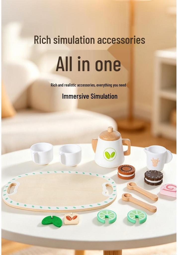 Kids' Educational Wooden Tea Party & Ice Cream Role-Play Set