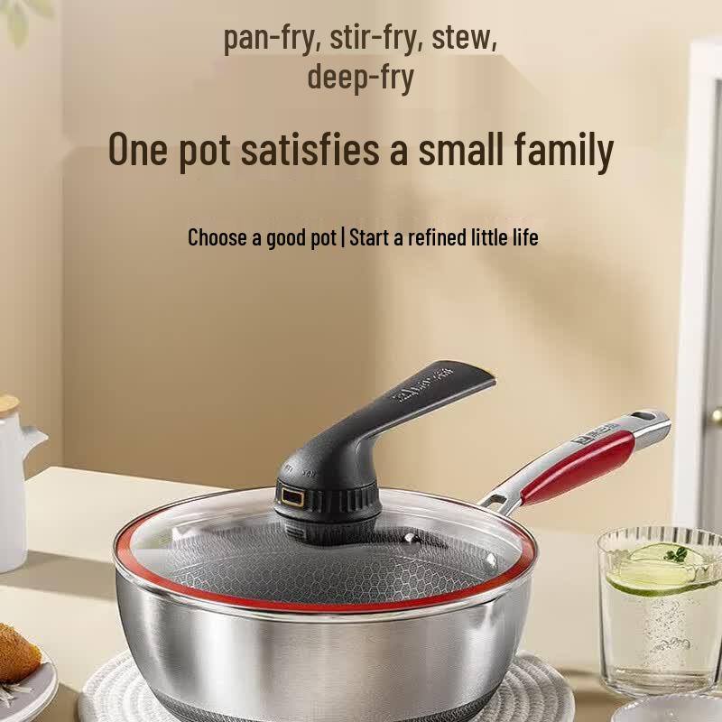 KOBACH 5th Gen 24cm 316L Stainless Steel Honeycomb Wok & Frying Pan Set