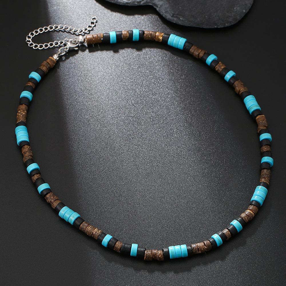 Black Agate Ethnic Style Necklace Male Surfer Man Gift Tibetan Beaded Necklace Retro Necklace