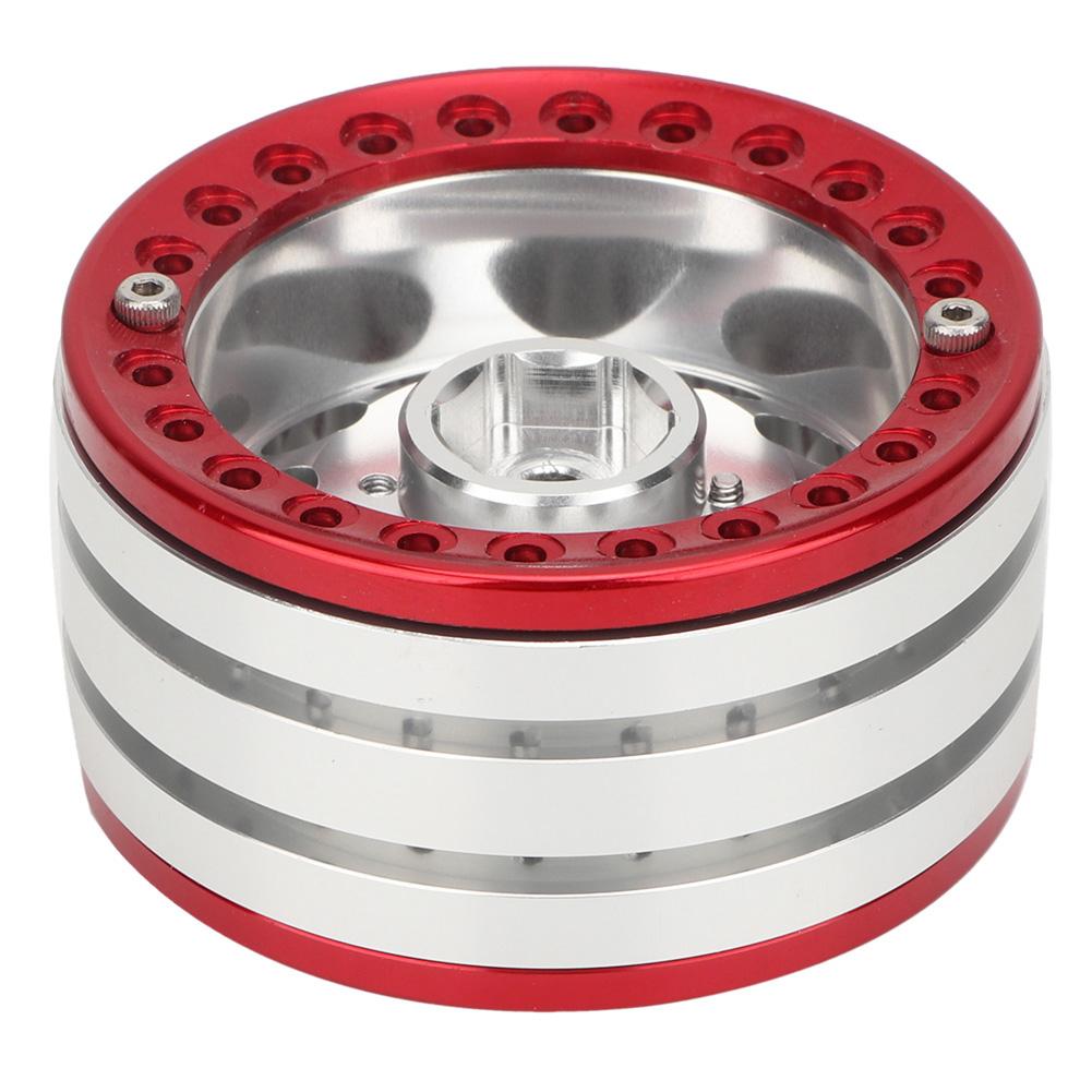 4Pcs 1.9in Aluminium Beadlock Wheel Rims Hubs for SCX10 110 RC Crawler Car (Silver Red)