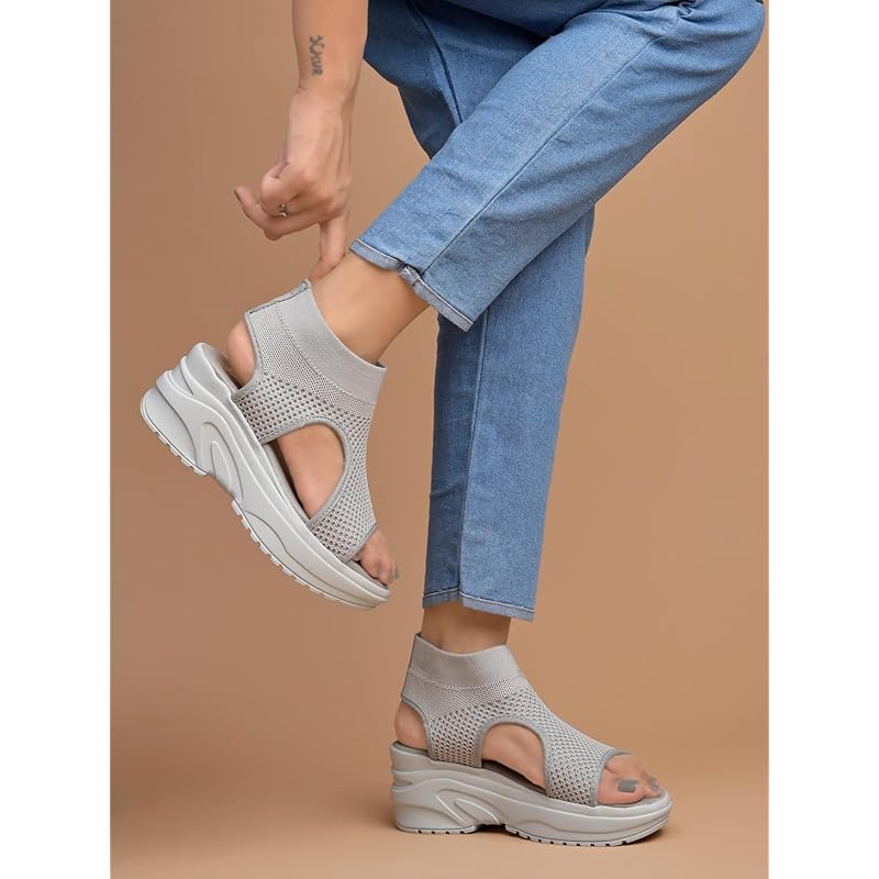 

Женские босоножки на блочном каблуке Shoetopia 4 UK серый