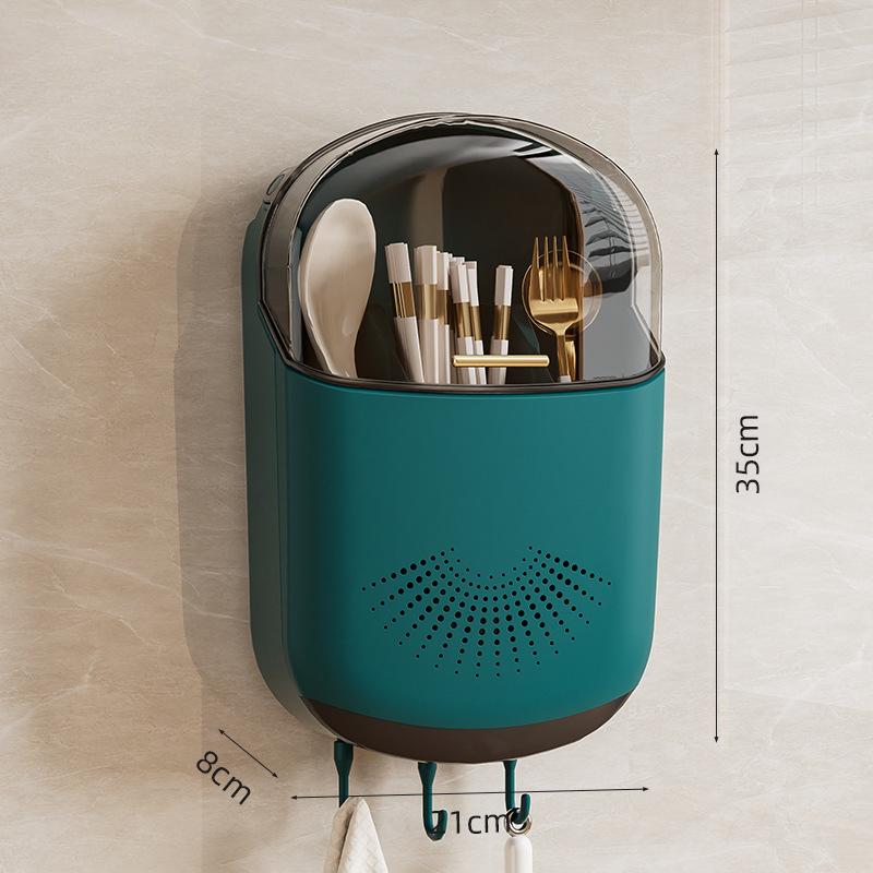 Chopstick HolderKitchen Shelf Without Perforation Spoon Storage Bucket Plastic Wall-mounted Draining