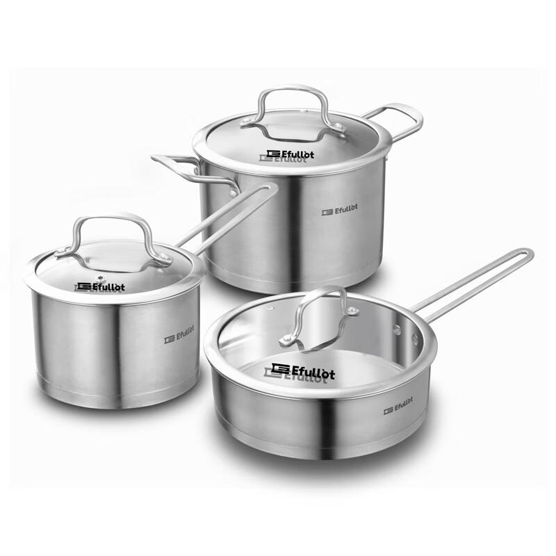 EFULLOT Star Diamond Series 3-Piece Stainless Steel Cookware Set