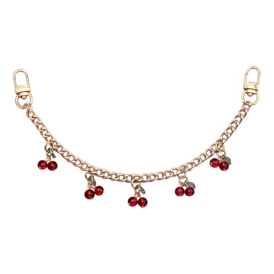Rhinestone Cherry Bag Charm Cute Cherry Charm with Chain Sparkling Purse Charm for Women Handbag Clutch Tote Bag