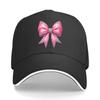 Pink Glitter Rhinestone Bow Sparkle Ribbon Design Sandwich Baseball Cap Unisex Women Sun Cap Outdoor Workouts Hat
