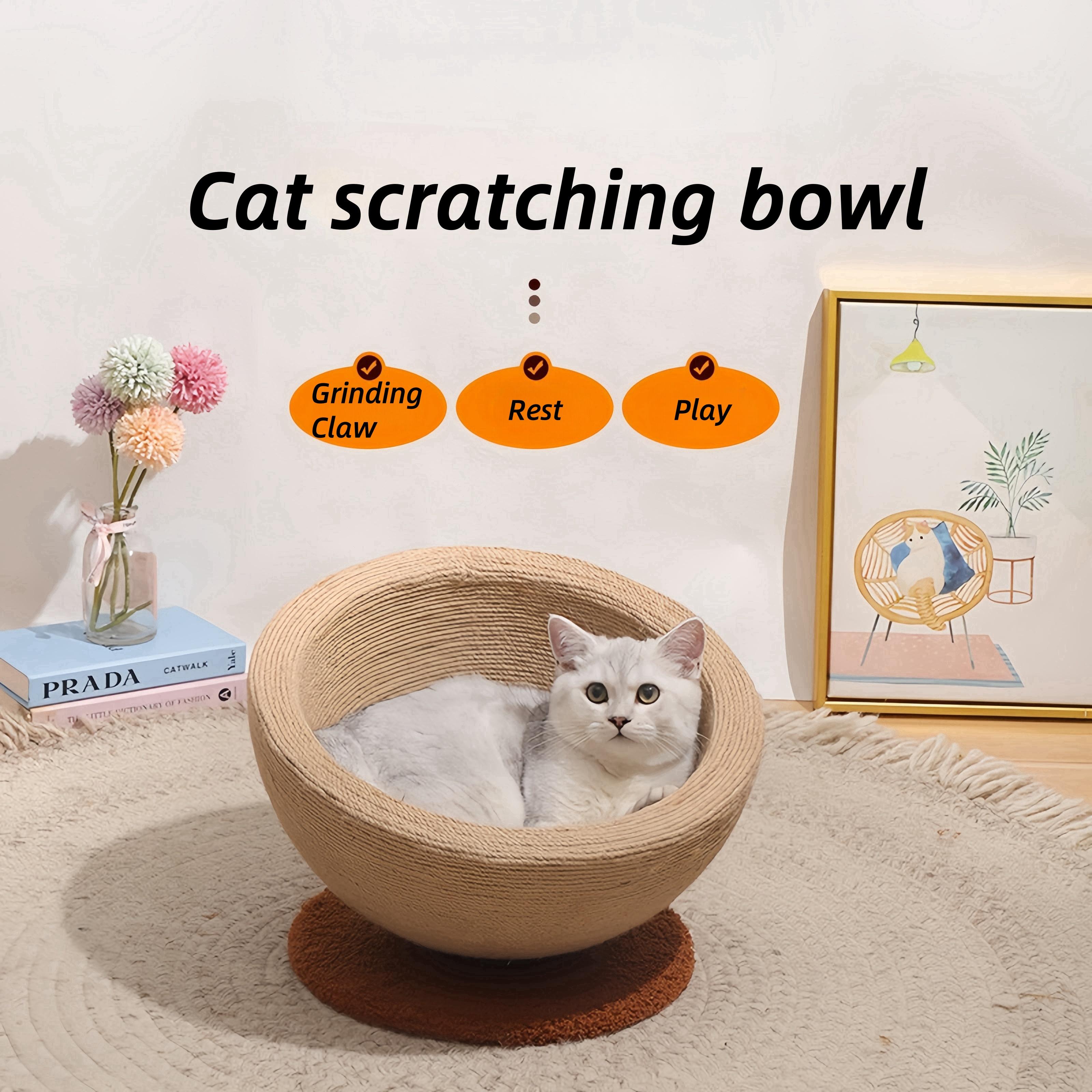 

Natural Sisal Rope Cat Scratcher Board Cozy Cat Bed Combo