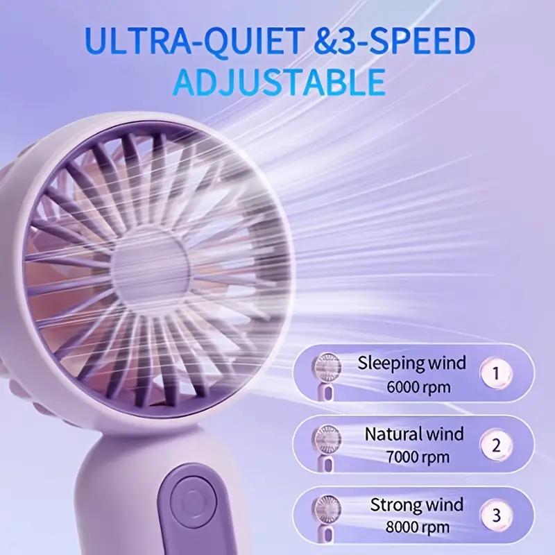 Portable USB-Charged Mini Fan – High-Velocity, 3-Speed, Wearable Design for Office, Travel & Outdoors
