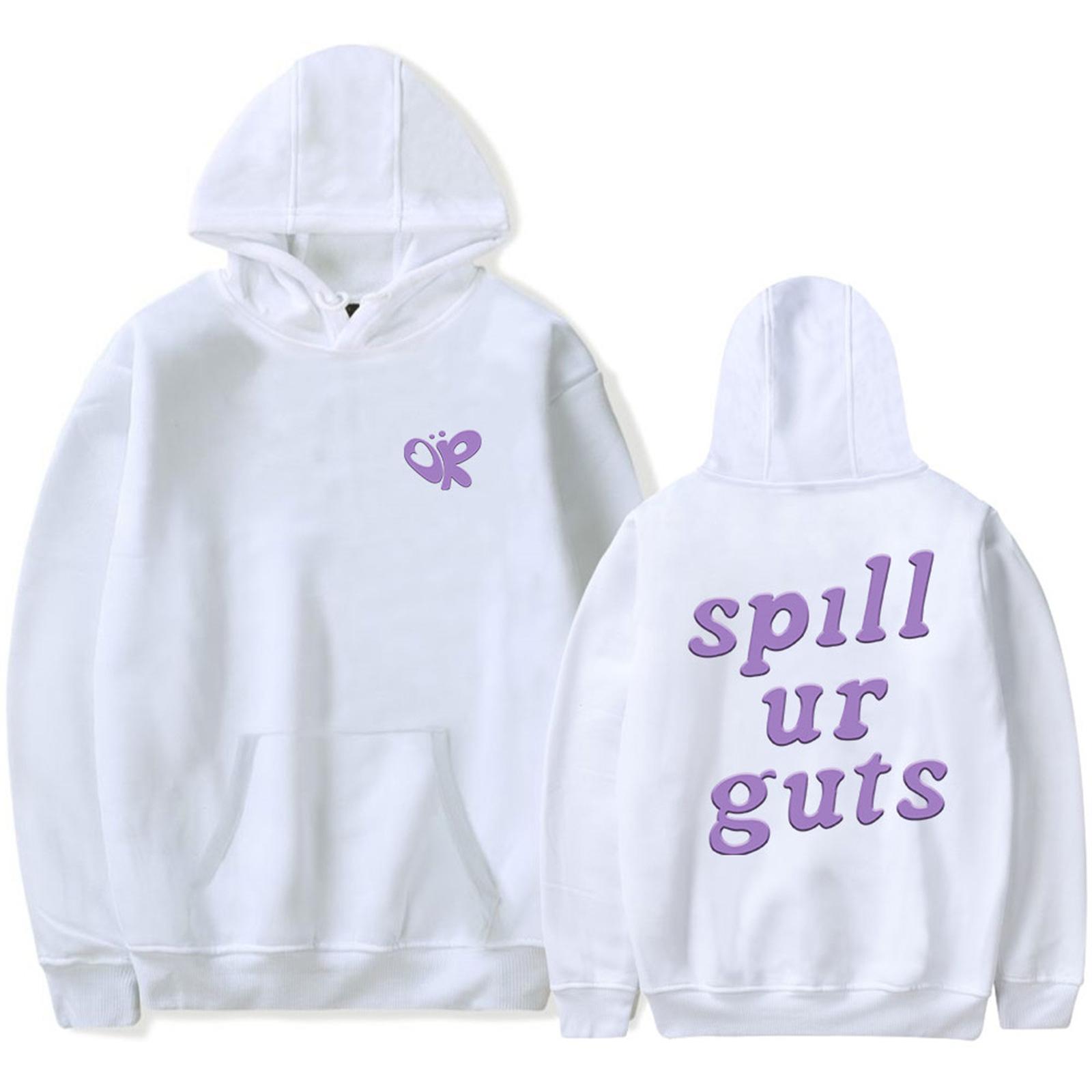 

2025 новый темно-черный свободный свитшот spill ur guts street женский набивной рисунок хлопок XXXL белый