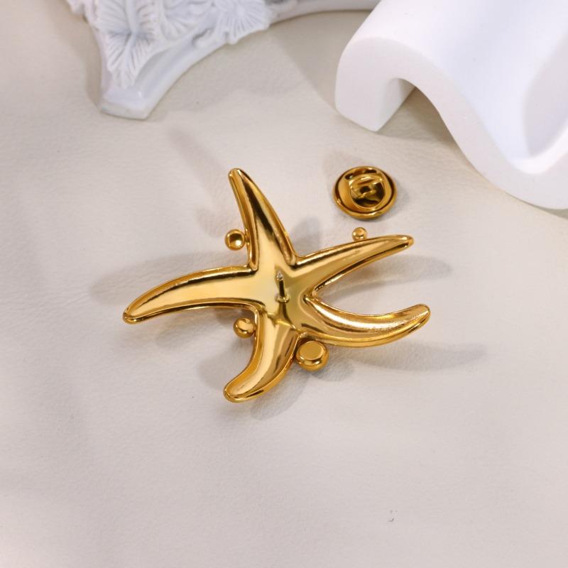 Accessories Christmas Trend Stainless Steel Starfish Brooch Women's Simple Versatile Sweater Color Zircon Brooch